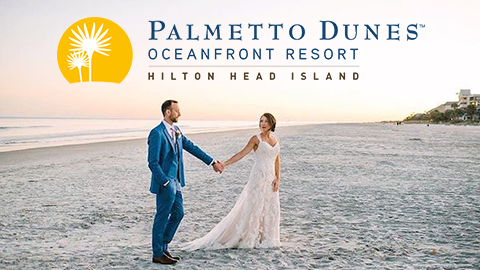 Palmetto Dunes Oceanfront Resort®. a bride and groom on the beach