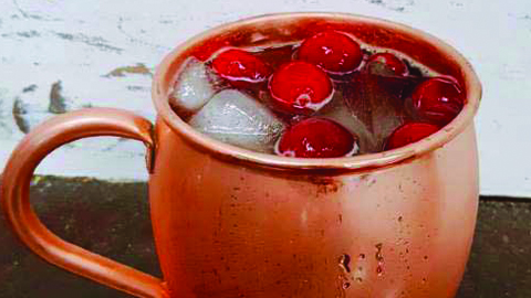 Holiday Cranberry Mule Recipe. cranberry mule in a copper mug