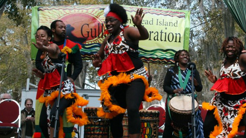 Taste of Gullah at. african american dancers and drummers