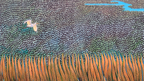 Art League Gallery Exhibition mosaic with orange grass