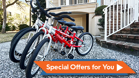 Hilton Head Outfitters & Bike Rentals. Red bikes.