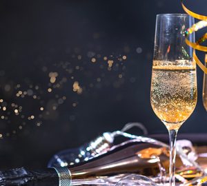 New Year's Eve Events. two champagne flutes