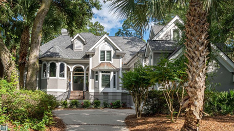 Mooring Buoy 179. The front of a large multi-story house