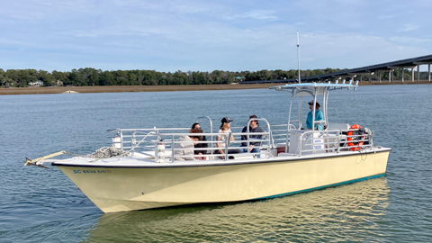 Ricochet Private Charter Fishing. a yellow boat