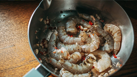 Where to Find Fresh Seafood on Hilton Head. shrimp in a sauce pan